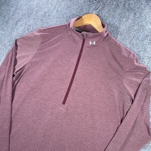 Under Armour Half Zip Pullover Womens XL Red Sweatshirt LS Heatgear